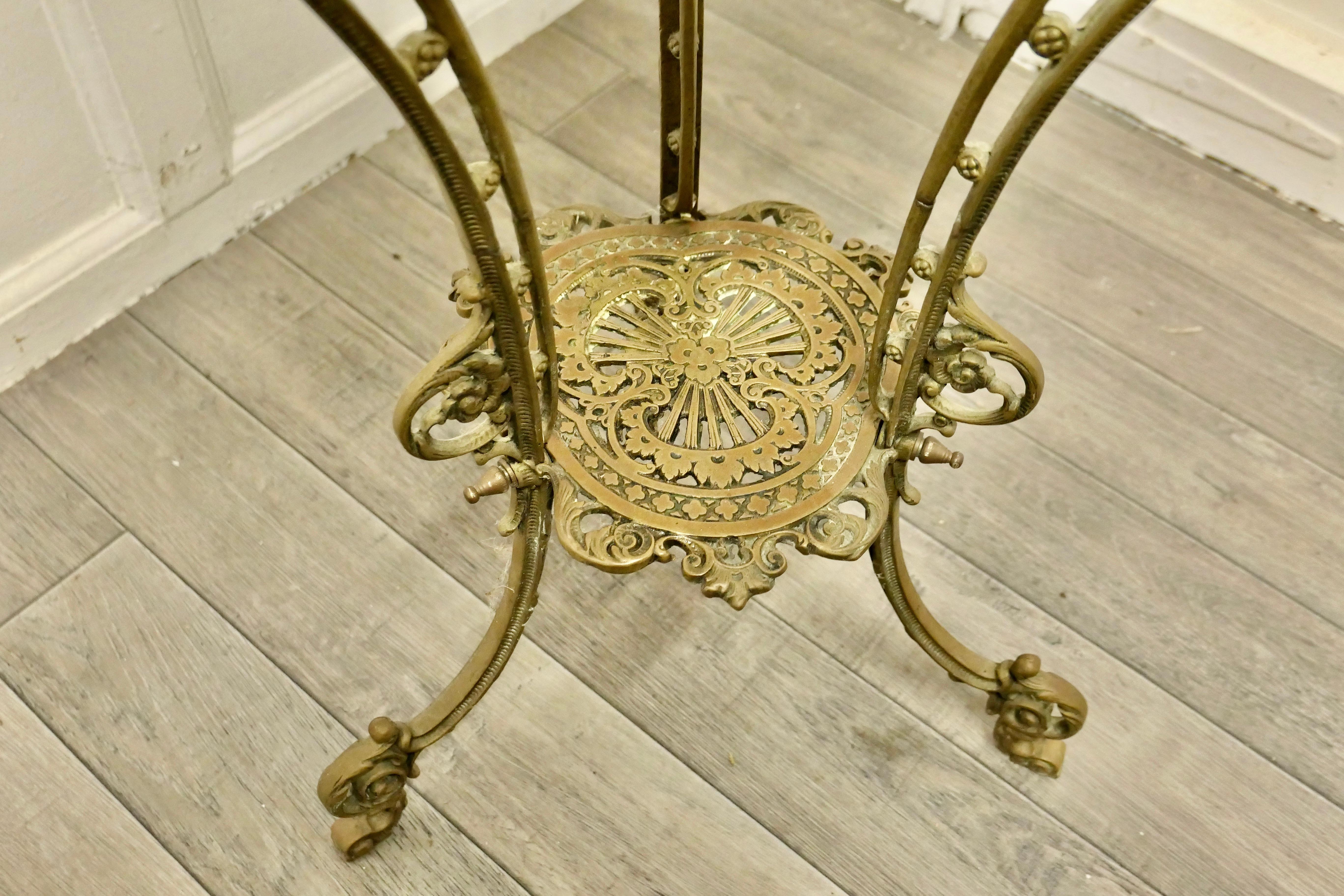 Baroque Revival Tall Pierced Brass Plant Stand Table   