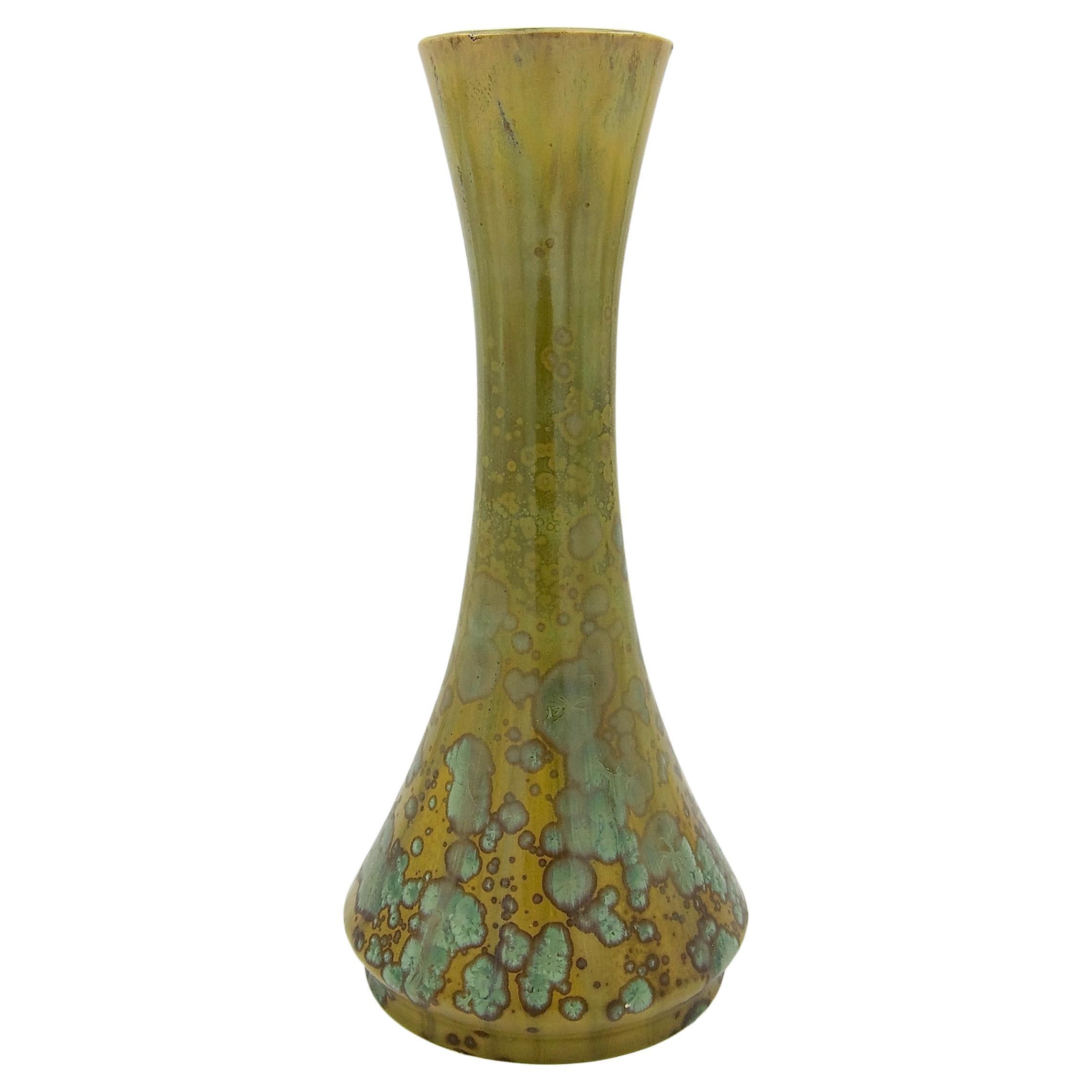 Tall Pierrefonds French Stoneware Vase with Crystalline Glaze