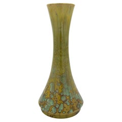 Tall French Pierrefonds Stoneware Vase with Crystalline Glaze
