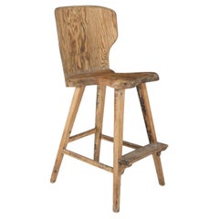 Tall Pine and Bent Plywood Swedish Stool with Foot Rest