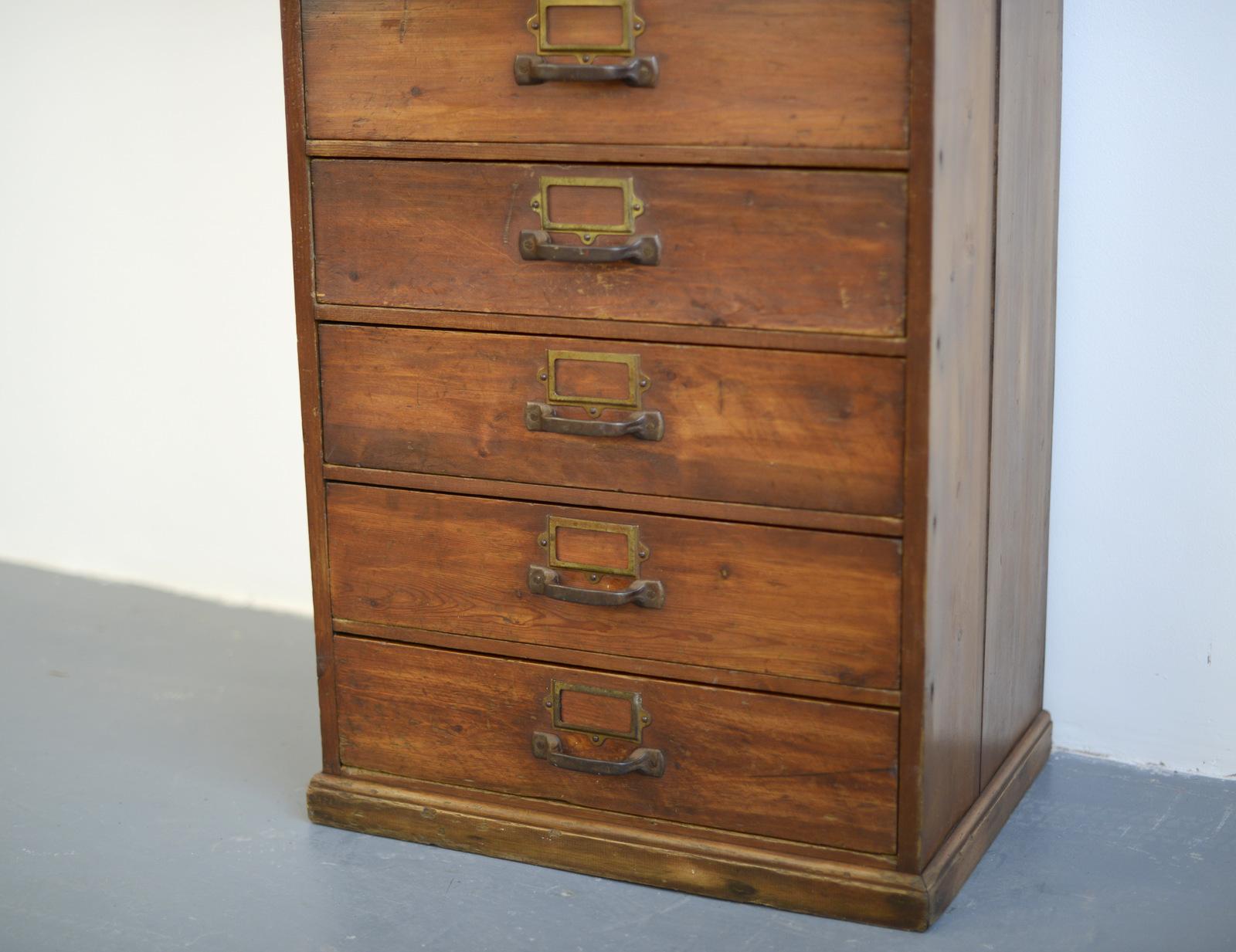Industrial Tall Pine Workshop Drawers, circa 1930s