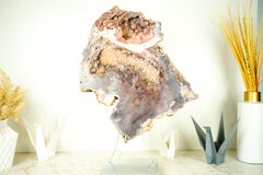 Rare Pink Amethyst Geode with Pink, Red, and Purple Sugar-Druzy Stalacites