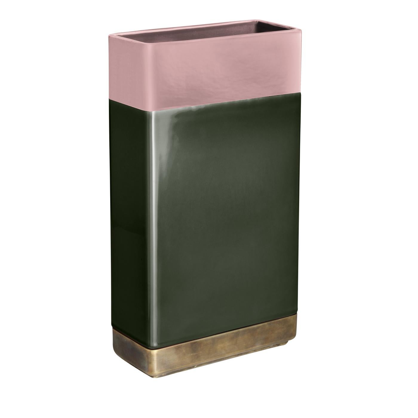 Tall Pink and Green Vase by Dimorestudio In New Condition In Milan, IT