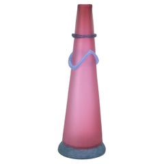 Tall Pink Glass Cone Vase
