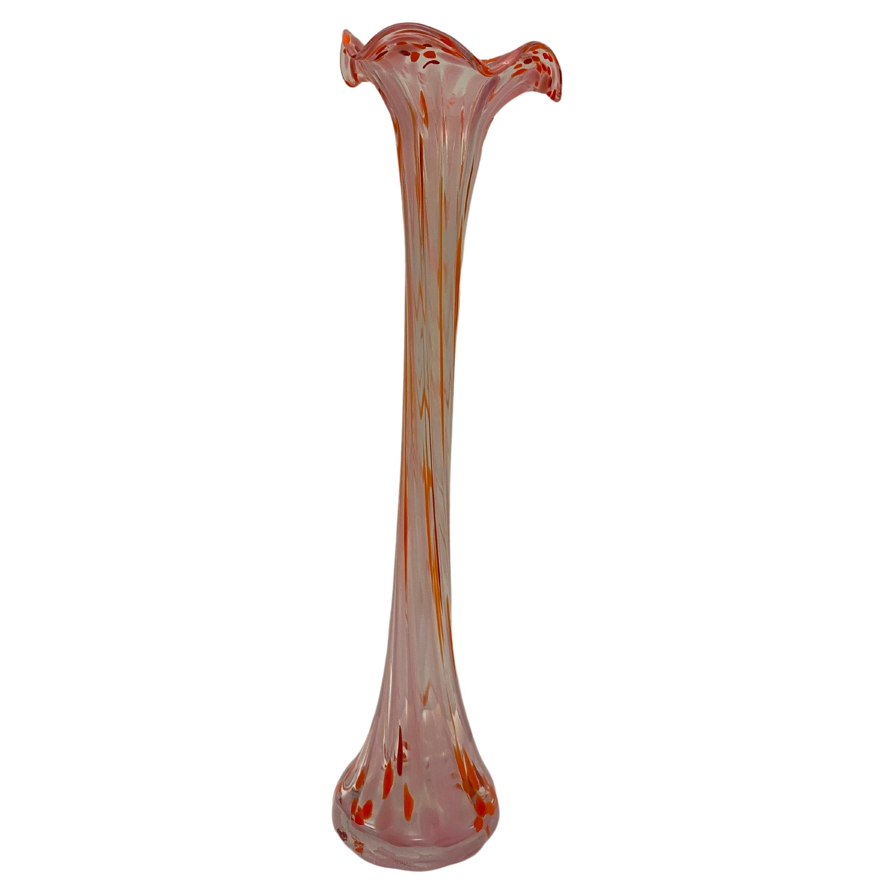 Murano Round Multicolored Art Glass Flower Vase For Sale at 1stDibs