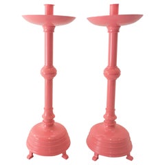 Tall Pink VIntage Candleholders