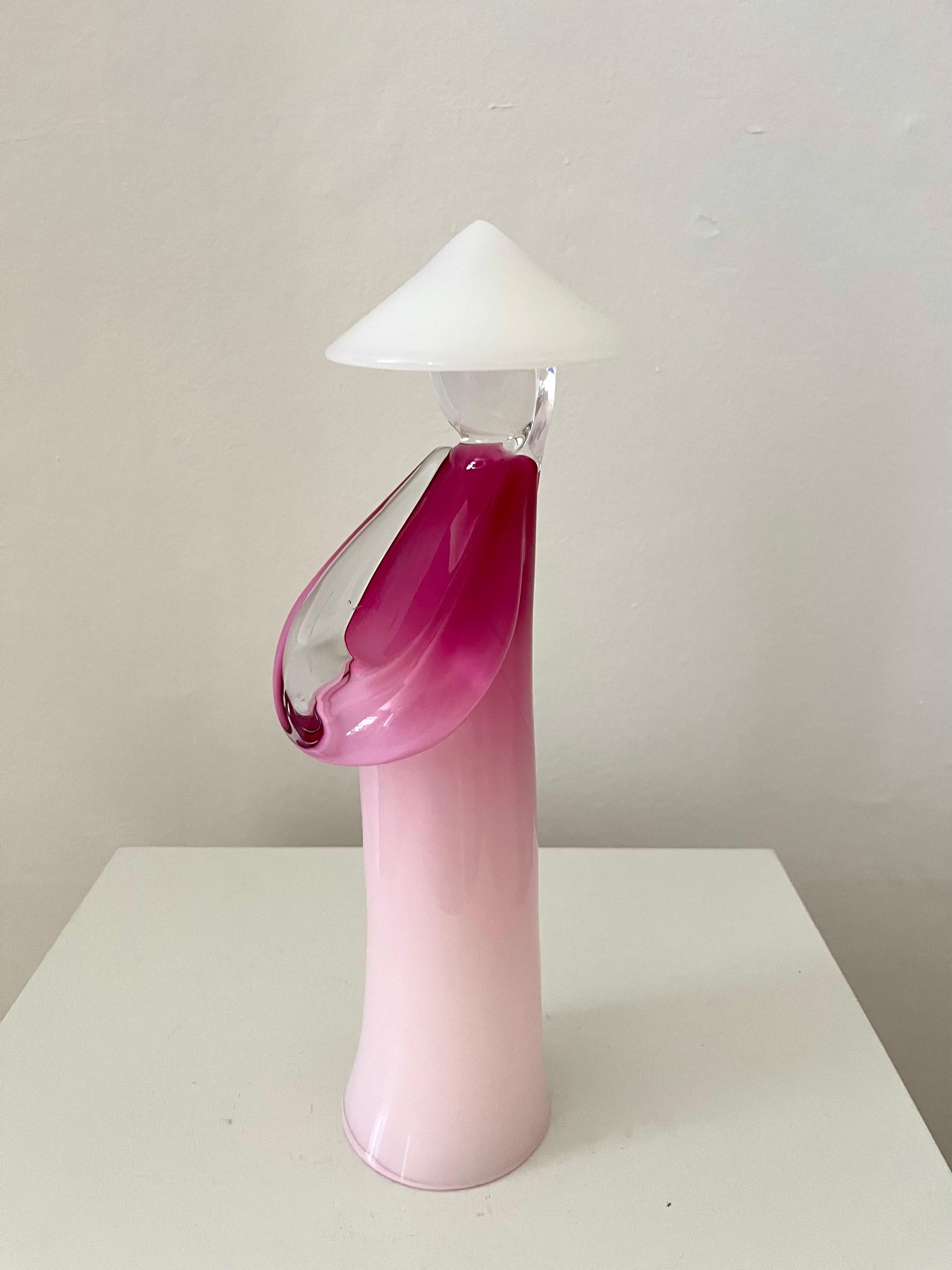 Italian Tall Pino Signoretto Murano Glass Sculpture: Chinese Woman, 1970s For Sale