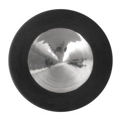 Tall Platinum Lustre Ceramic Bowl with Wide Black Glaze Rim by Sandi Fellman