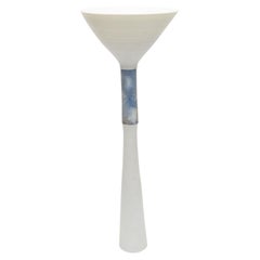 Tall Porcelain Sculpture and Vessel in Nature, White and Blue by Thomas Naethe