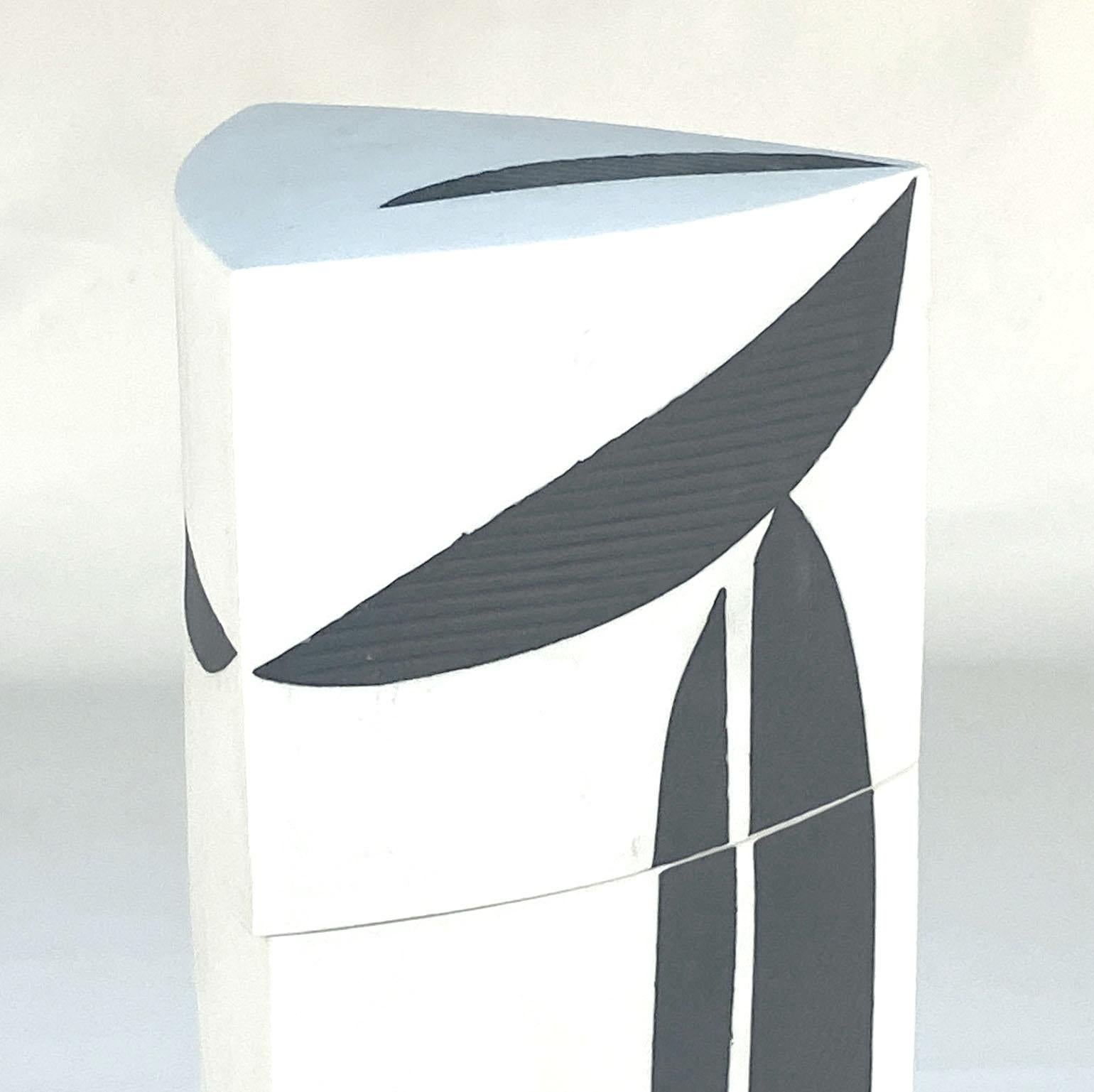 Modern Tall Porcelain Sculpture and Vessel with Lid, White and Indigo by  Jutta Albert For Sale