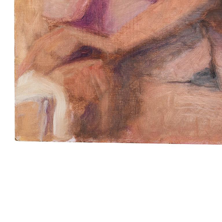 A provocative nude portrait painting of a blonde woman. Painted by the late artist Clair Seglem, this piece is an excellent example of the artist's talent for painting his subjects in the buff. The woman in this painting has long blonde hair with a