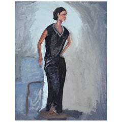Tall Portrait Painting of a Woman in Black, Clair Seglem Tall Portrait Painting of a Woman in Black, Clair Seglem