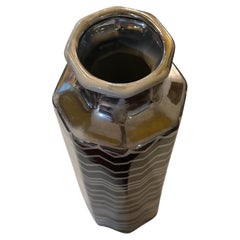 Tall Postmodern Octagon Chevron Pattern Ceramic Vase by Missoni