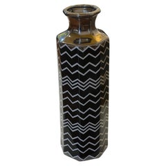 Tall Postmodern Octagon Chevron Pattern Ceramic Vase by Missoni