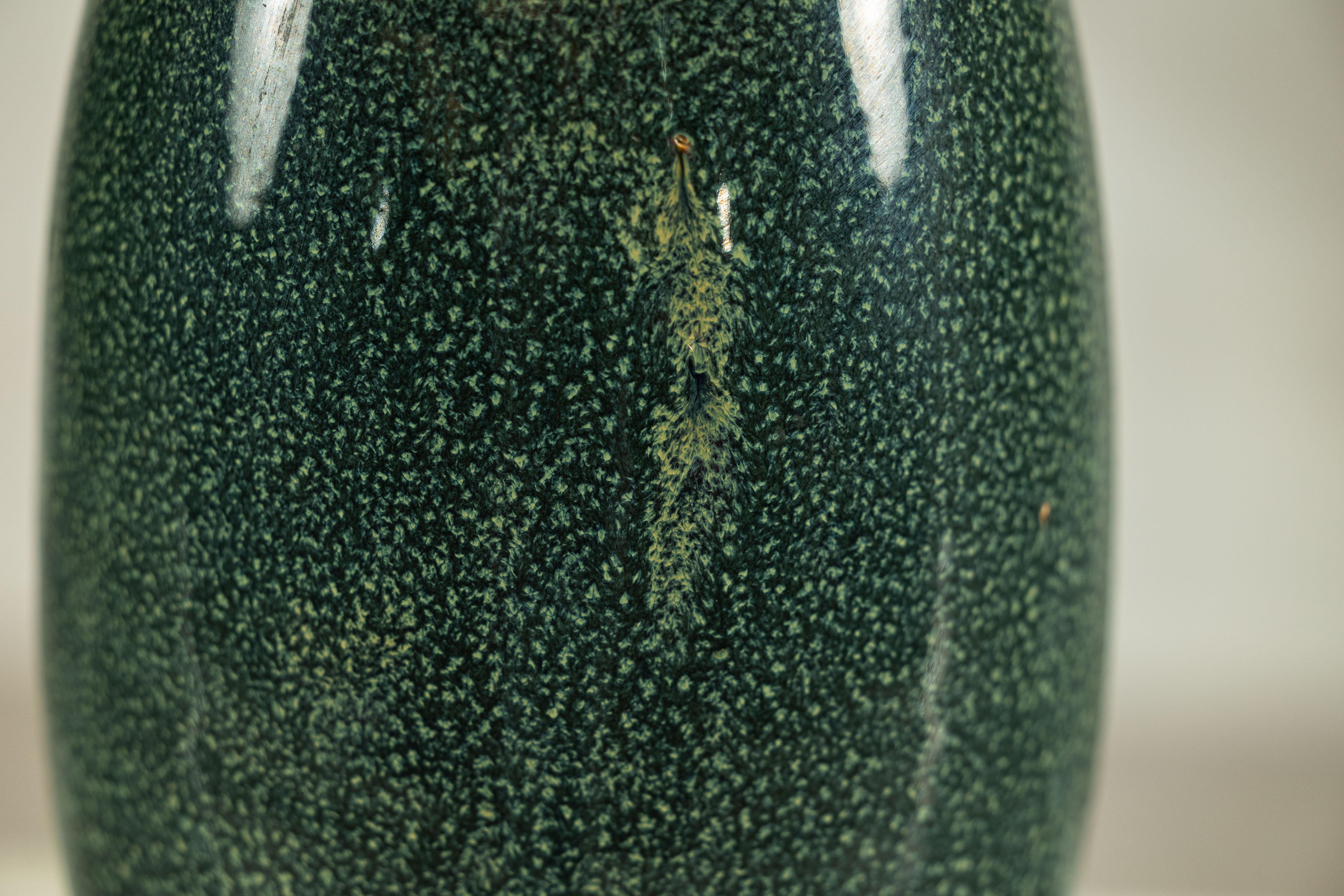 Tall Pottery Vase with Fluted Neck and Drip Glaze in Brown and Green im Angebot 12