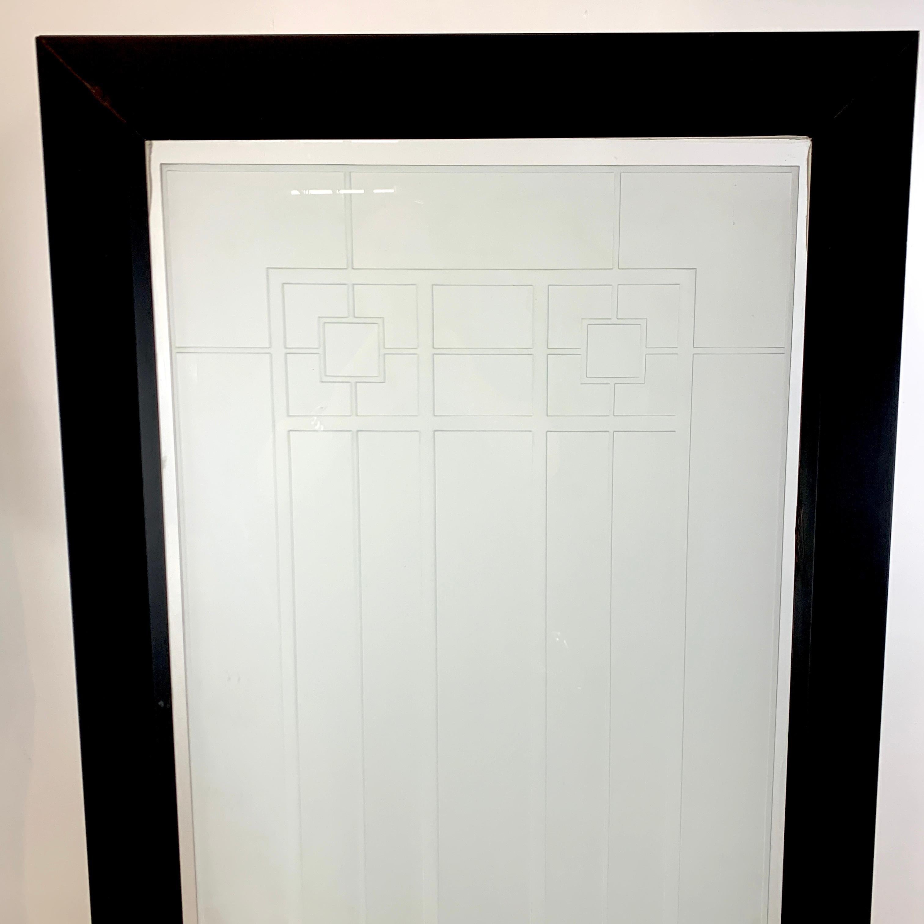 American Tall Prairie Style Frosted Glass Window, Frank Lloyd Wright Style, 4 Available For Sale