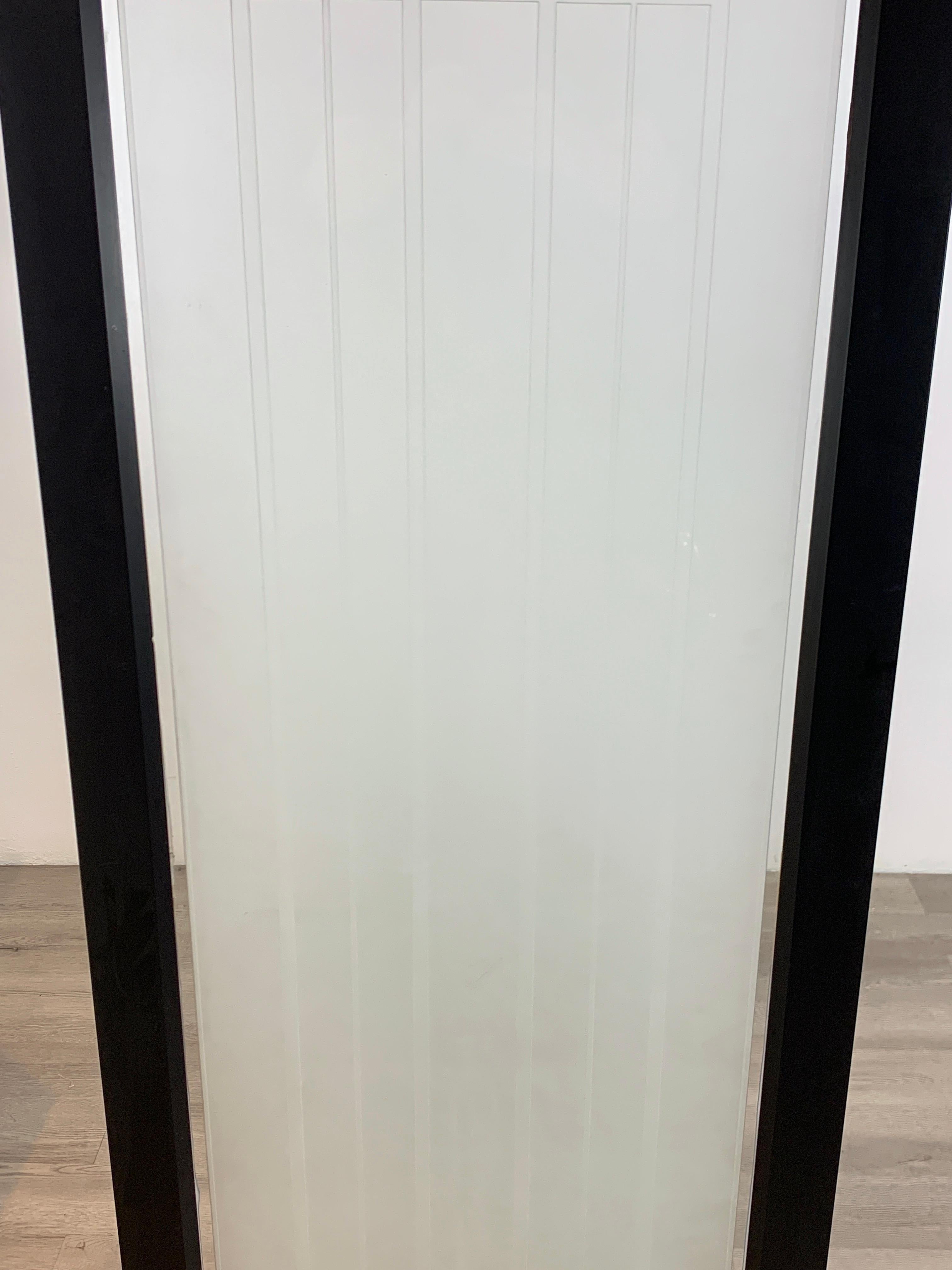 Blackened Tall Prairie Style Frosted Glass Window, Frank Lloyd Wright Style, 4 Available For Sale