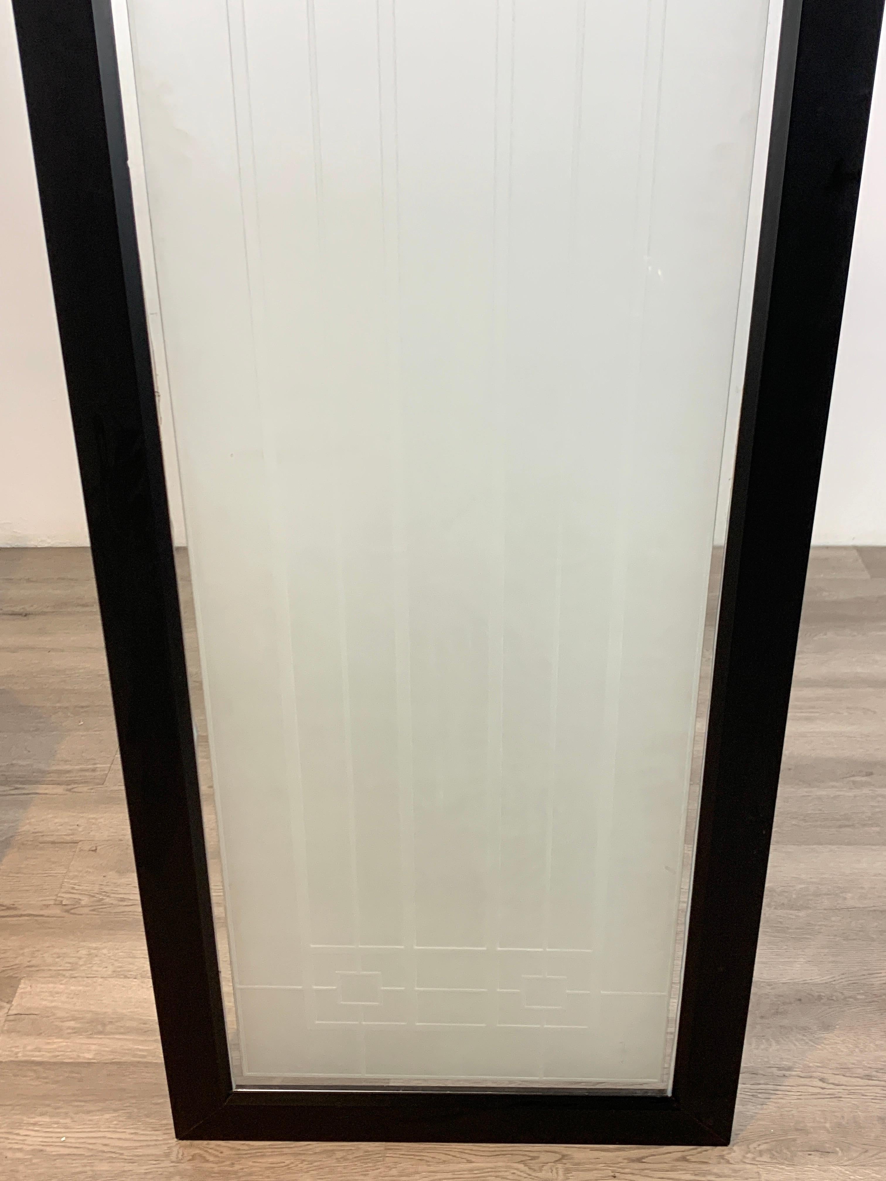 Tall Prairie Style Frosted Glass Window, Frank Lloyd Wright Style, 4 Available In Good Condition For Sale In West Palm Beach, FL