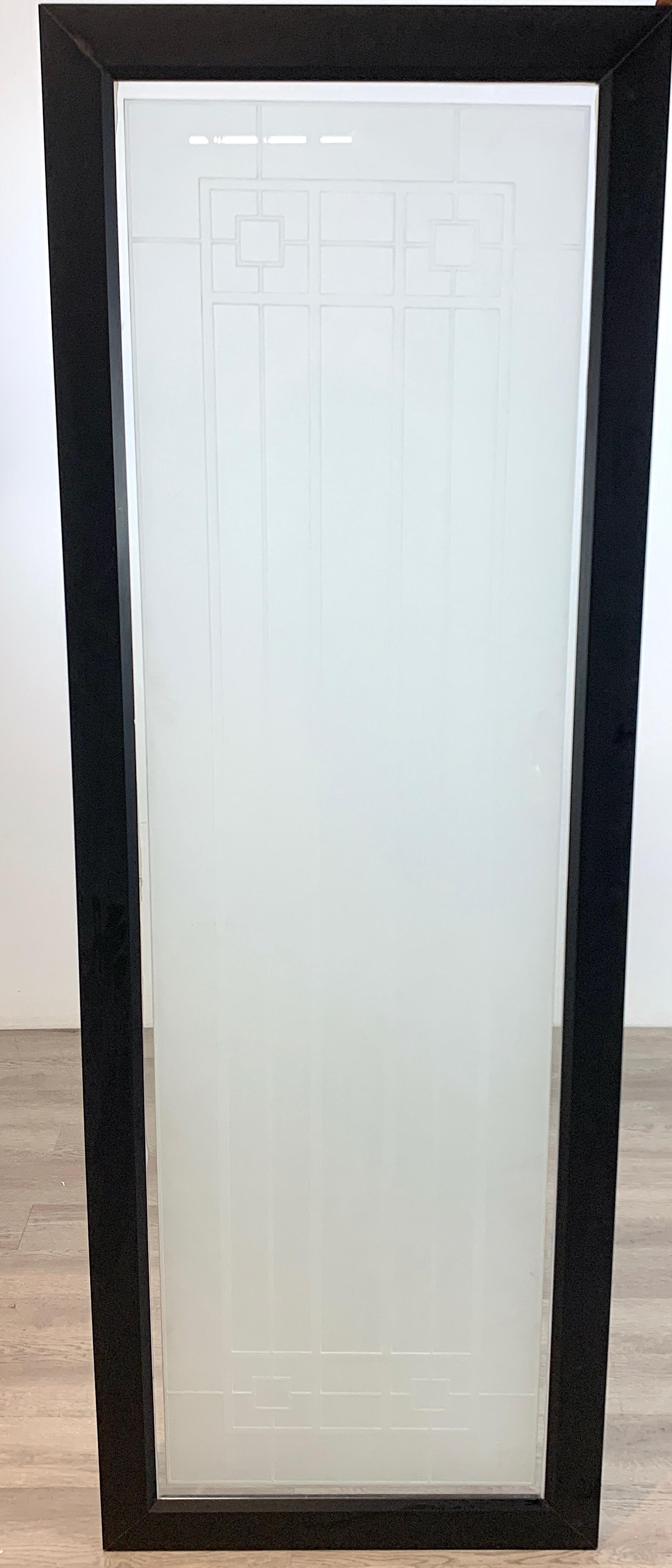 20th Century Tall Prairie Style Frosted Glass Window, Frank Lloyd Wright Style, 4 Available For Sale