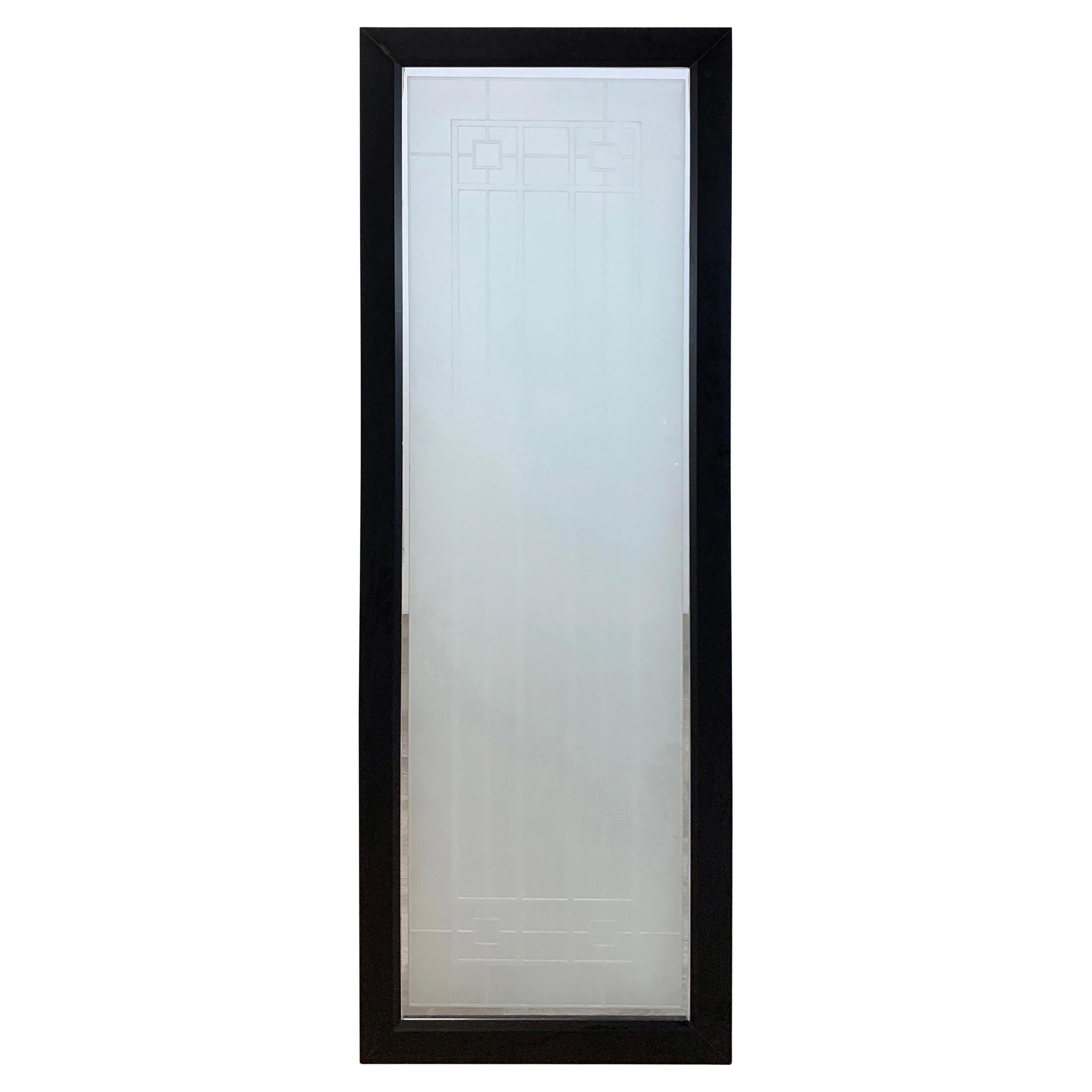 Tall Prairie Style Frosted Glass Window, Frank Lloyd Wright Style, 4 Available For Sale