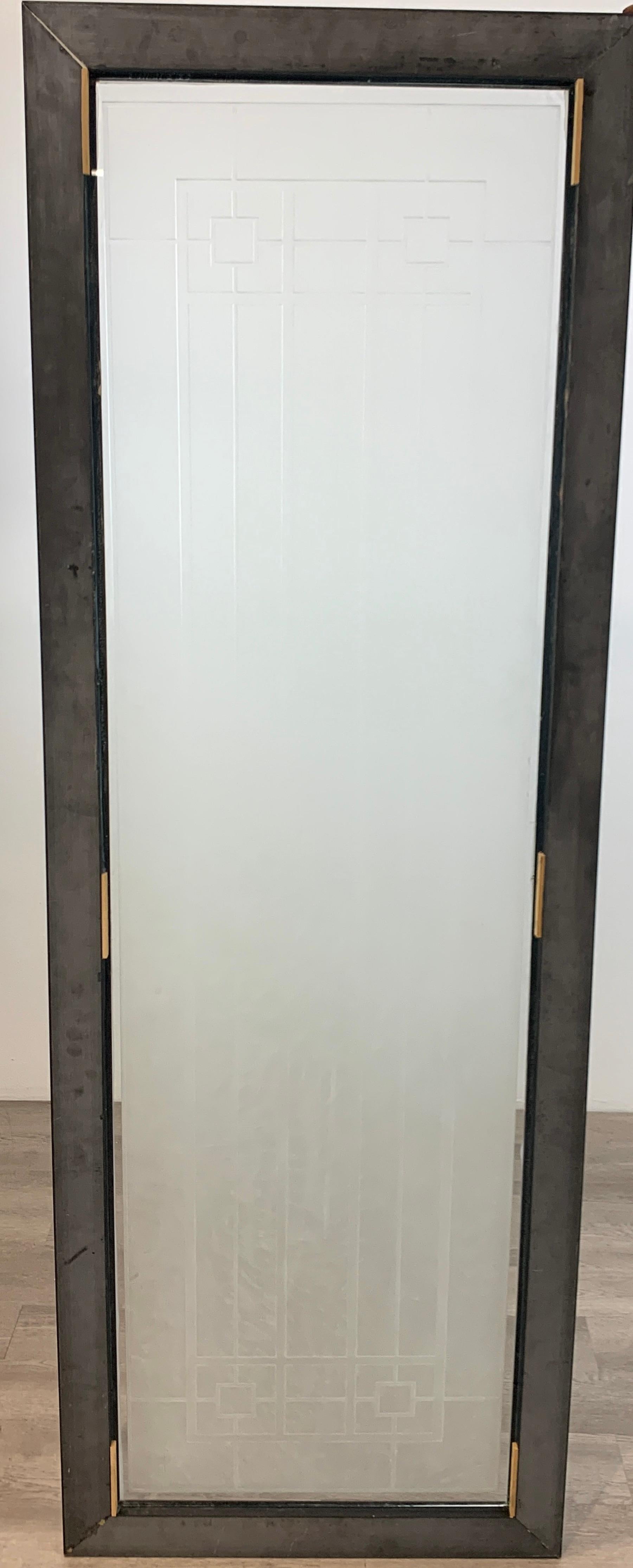 20th Century Tall Prairie Style Frosted Glass Window, Frank Lloyd Wright Style, 4 Available For Sale