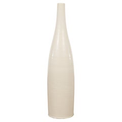 Tall Prem Collection Handmade Artisan Cream Glaze Vase with Slender Lines