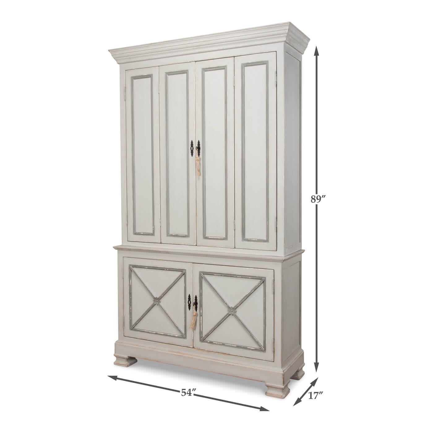 Tall Provincial Painted Cabinet For Sale 5