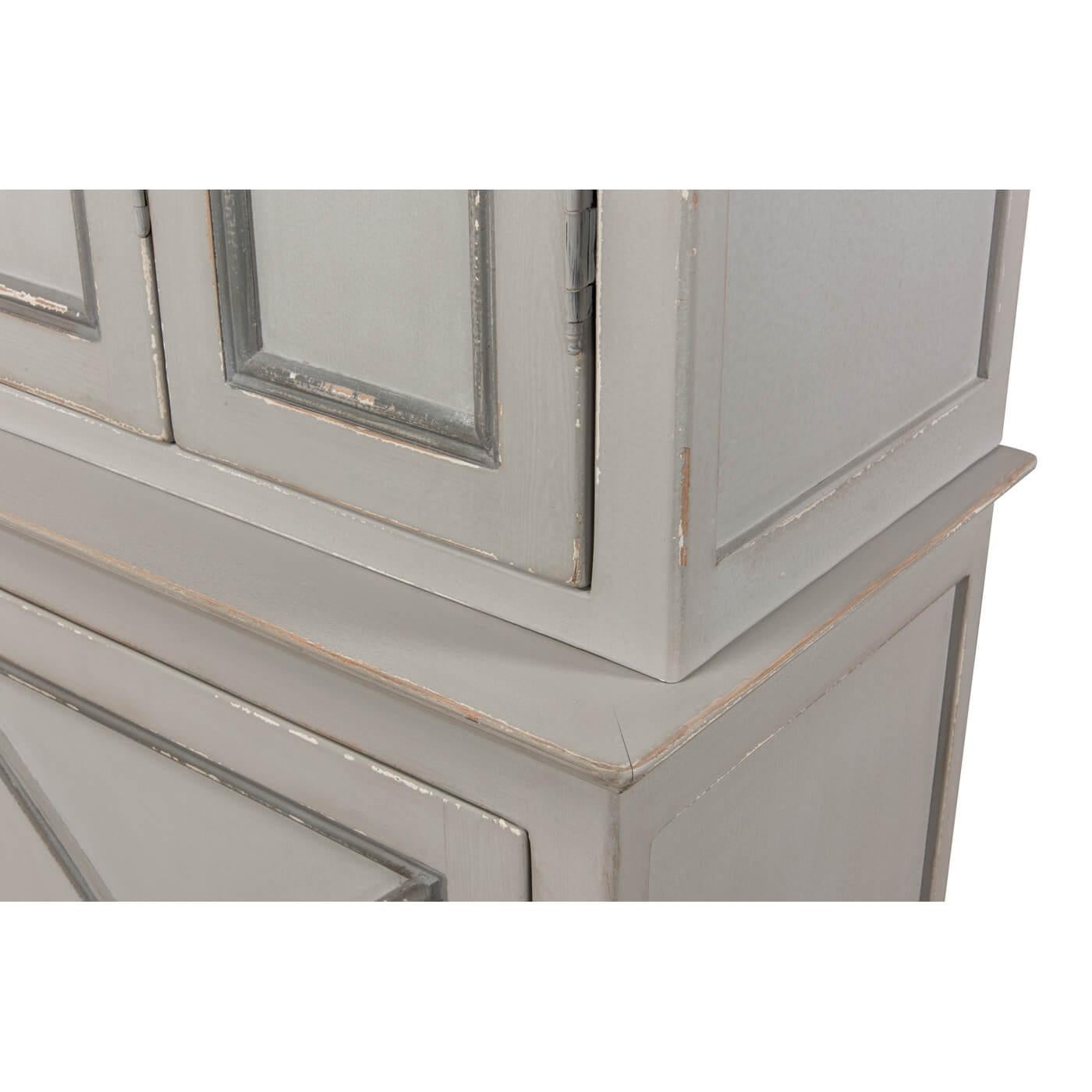 Contemporary Tall Provincial Painted Cabinet For Sale