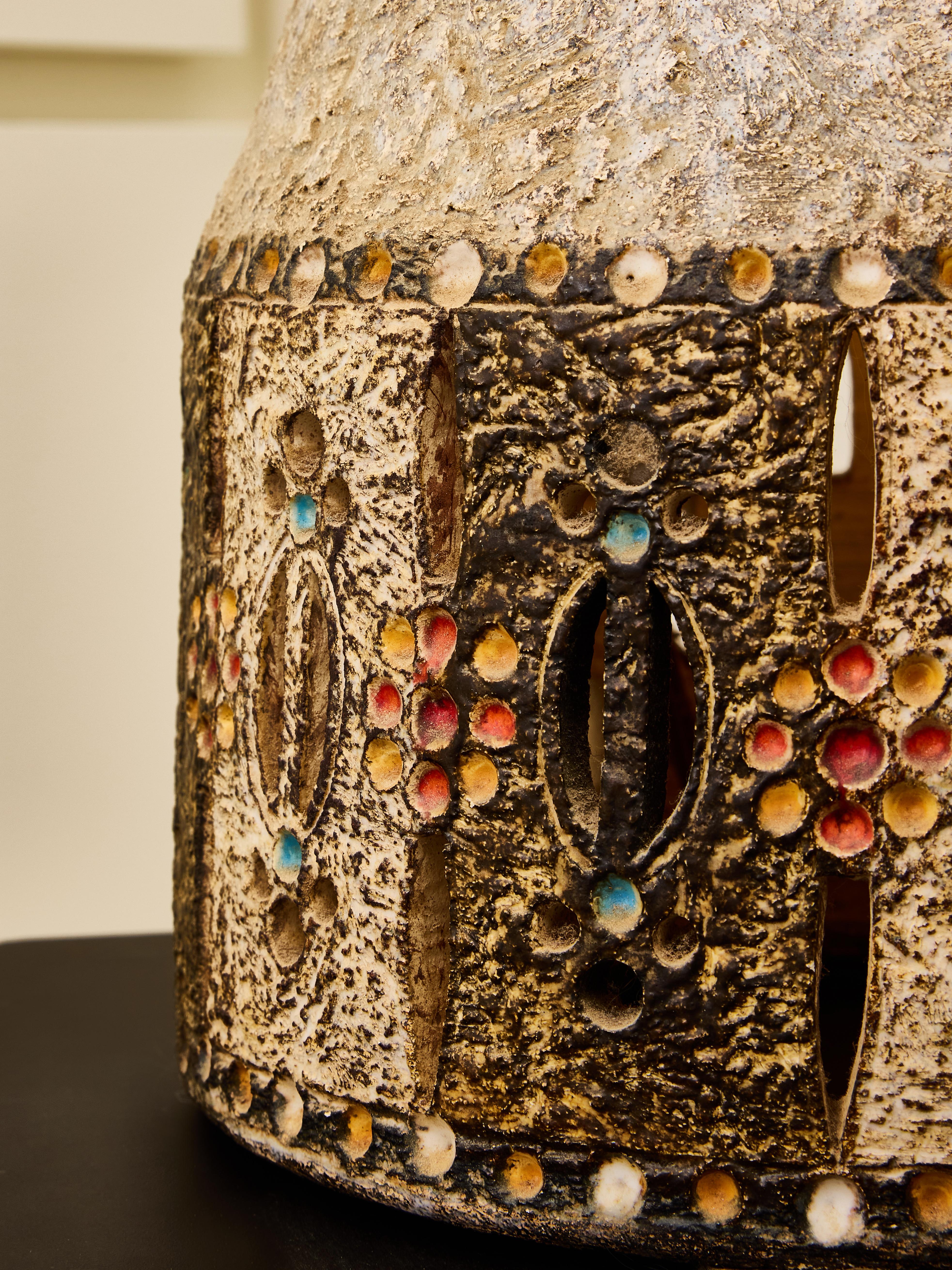 Raphael Giarrusso Tischlampe aus glasierter Keramik, groß im Zustand „Gut“ im Angebot in Saint-Ouen, IDF