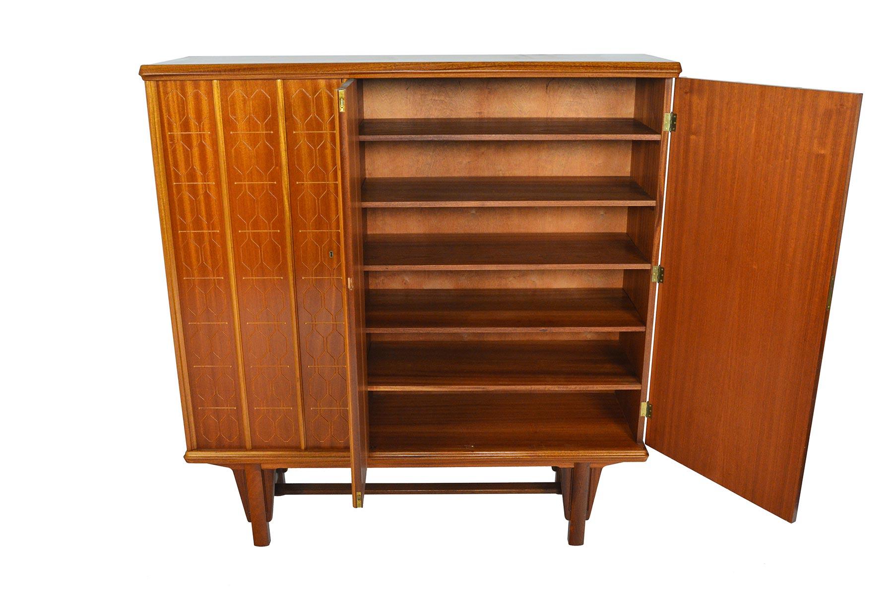 Scandinavian Modern Tall Rastad and Relling Tall Geometric Credenza in Mahogany