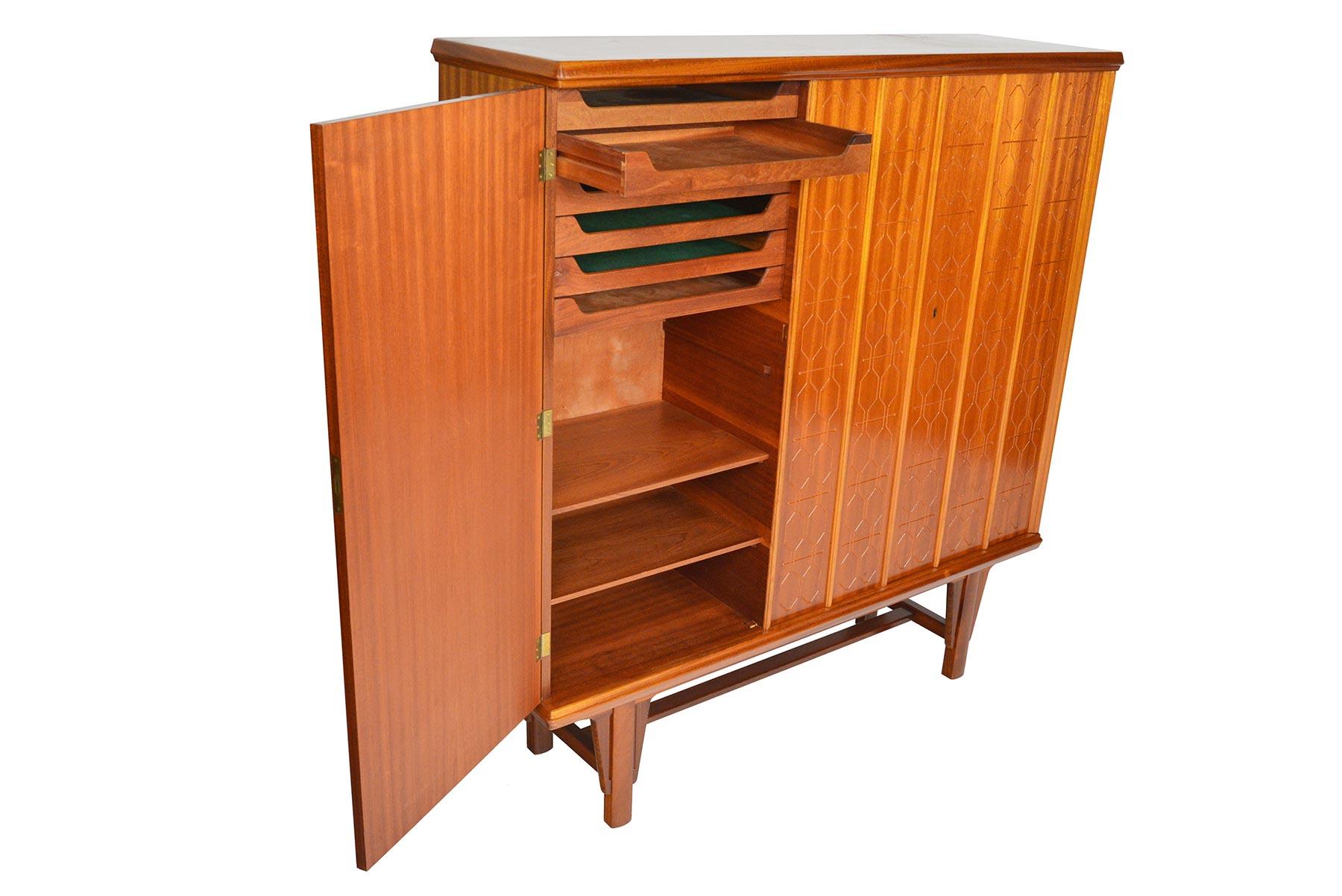 Tall Rastad and Relling Tall Geometric Credenza in Mahogany In Excellent Condition In Berkeley, CA