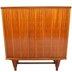 Tall Rastad and Relling Tall Geometric Credenza in Mahogany