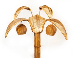 Tall Rattan and Bamboo Palmier Sconce in the style of Mario Lopez Torres