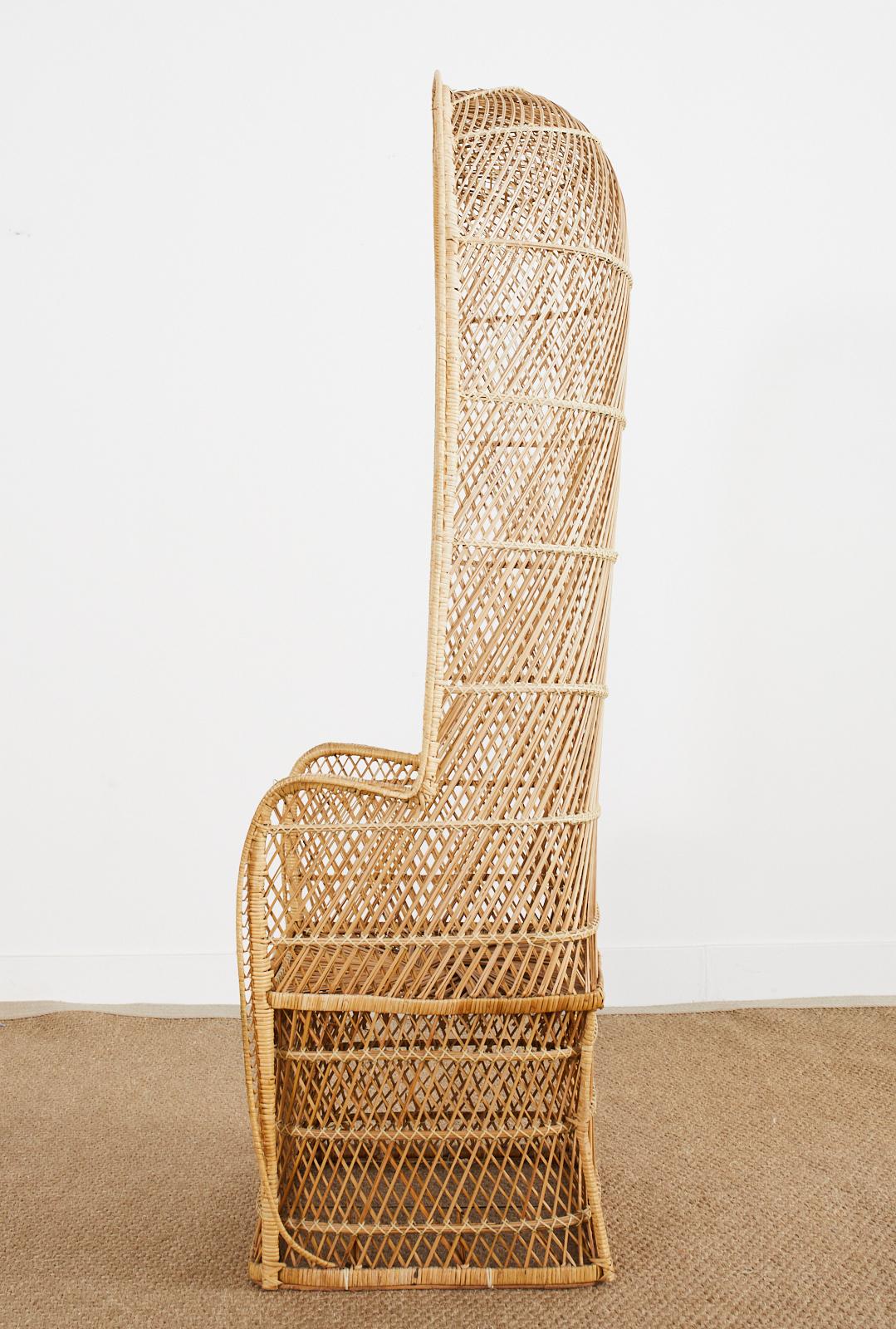 Tall Rattan Wicker Porters Style Peacock Chair 1