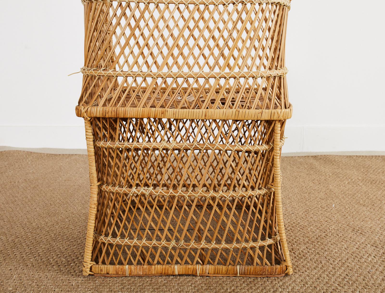 Tall Rattan Wicker Porters Style Peacock Chair 2