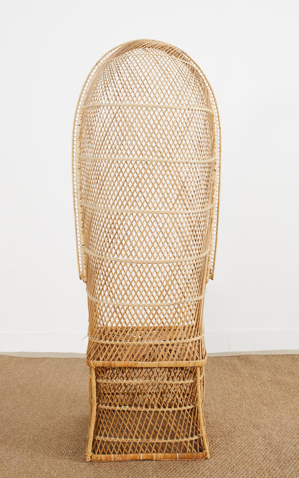 Tall Rattan Wicker Porters Style Peacock Chair 3