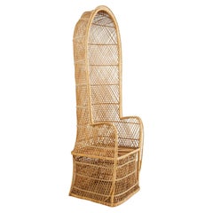 Tall Rattan Wicker Porters Style Peacock Chair