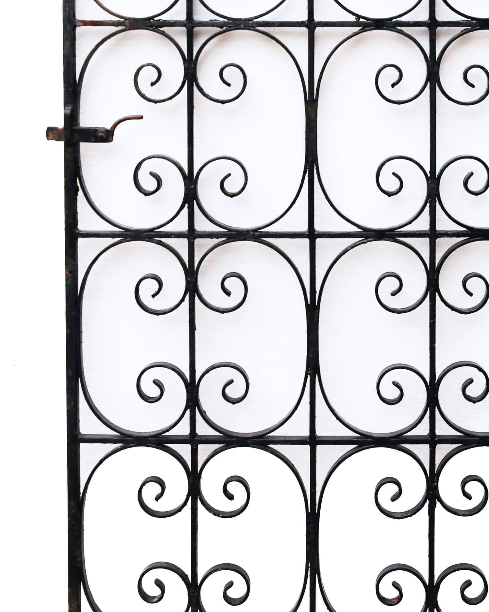 Mid-Century Modern Tall Reclaimed Wrought Iron Side Gate For Sale