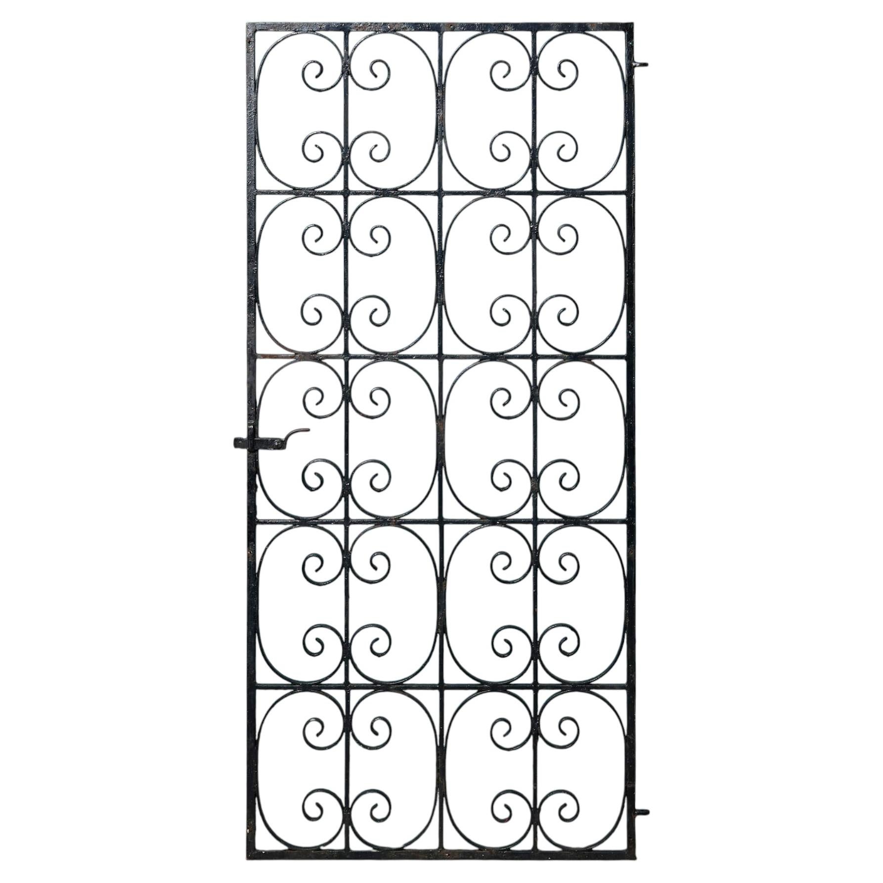 Tall Reclaimed Wrought Iron Side Gate For Sale