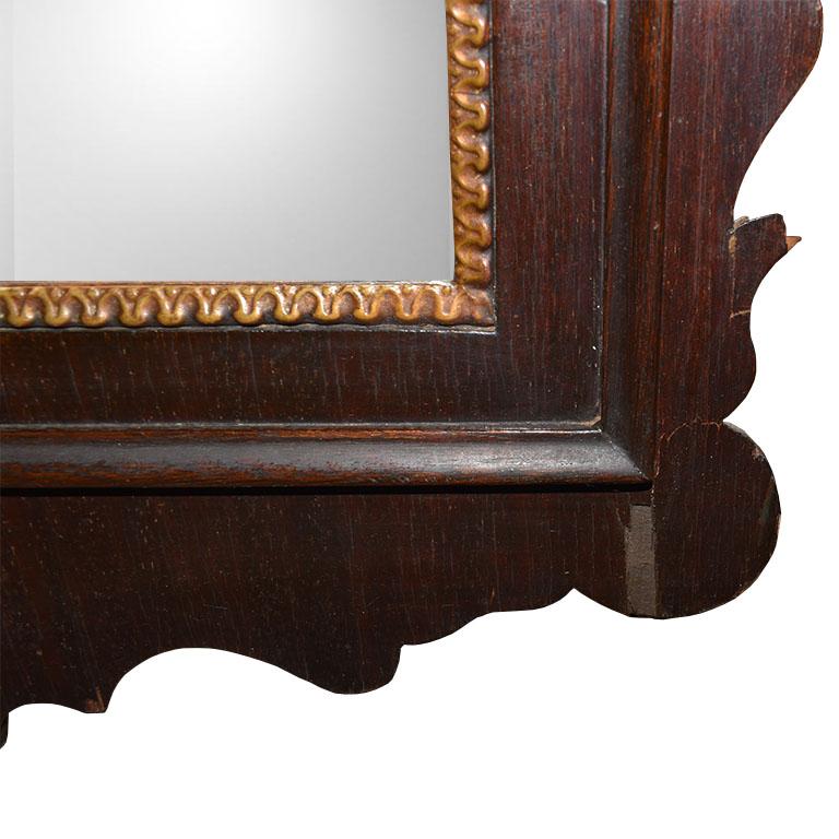 Federal Tall Rectangular Brown and Gold Wood Admiral Eagle Pier Mirror with Gilt Details