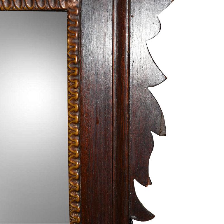 Tall Rectangular Brown and Gold Wood Admiral Eagle Pier Mirror with Gilt Details 1