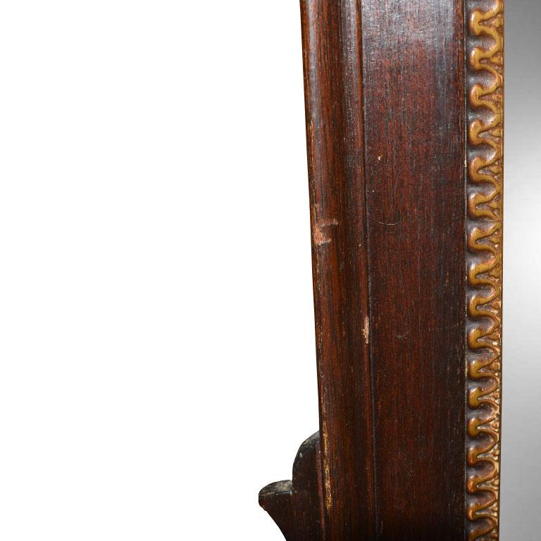 Tall Rectangular Brown and Gold Wood Admiral Eagle Pier Mirror with Gilt Details 3