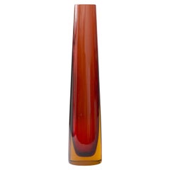Vintage Tall Red Flavio Poli 1960s Sommerso Murano Glass Vase