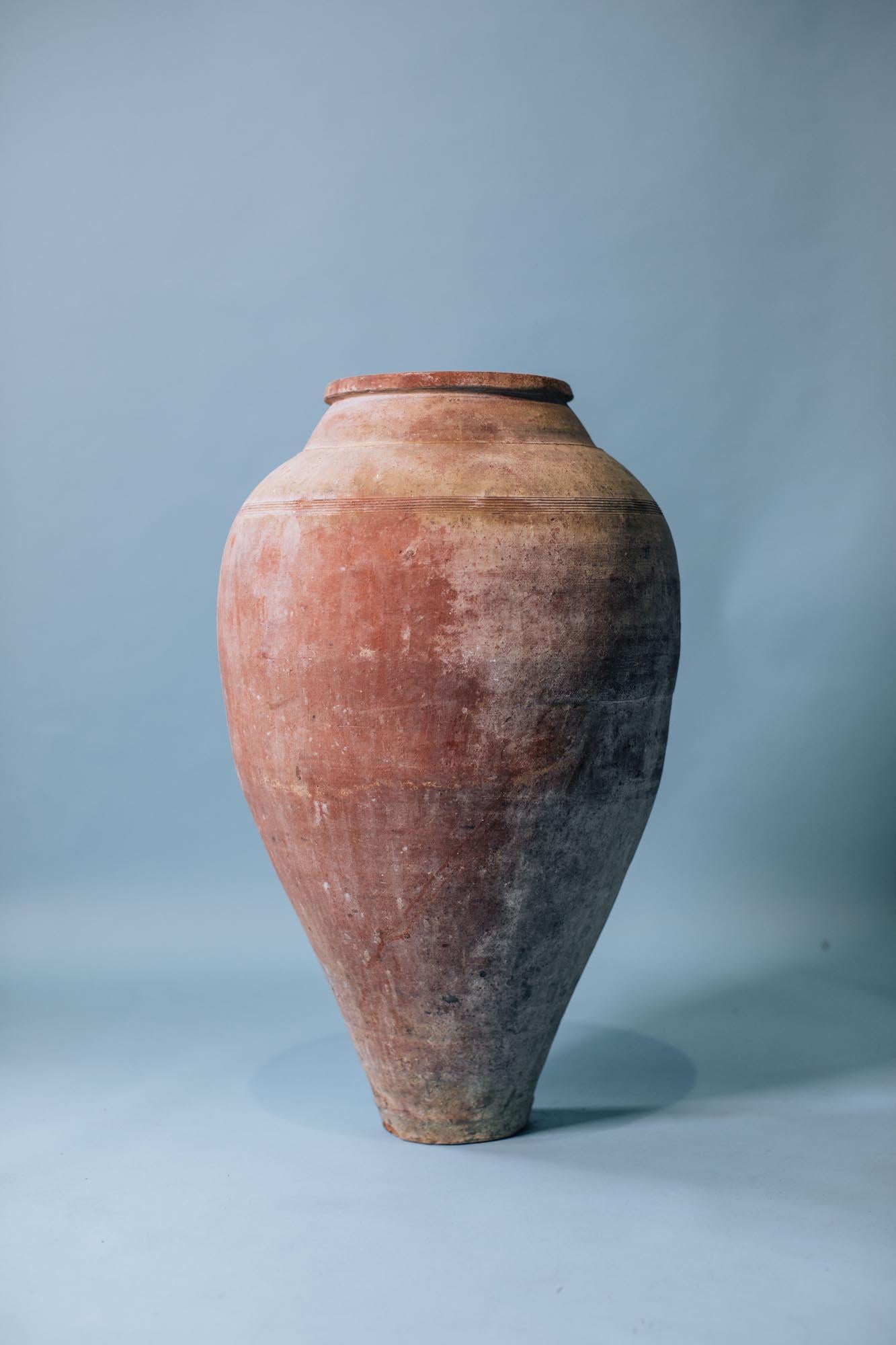 Mid-20th Century Tall Red Terracotta Storage Jar, Early 20th Century Mediterranean Vessel For Sale