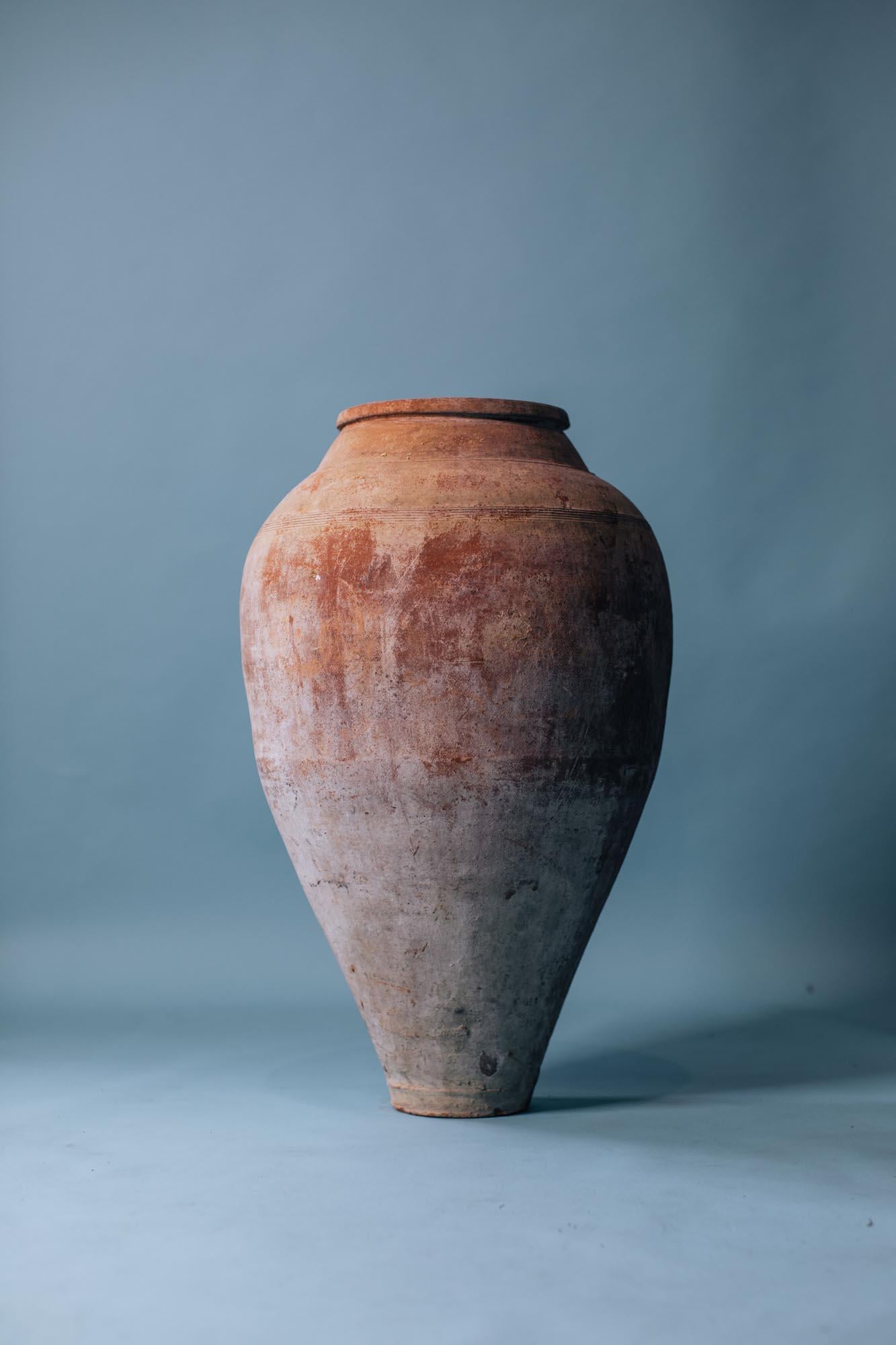 Clay Tall Red Terracotta Storage Jar, Early 20th Century Mediterranean Vessel For Sale