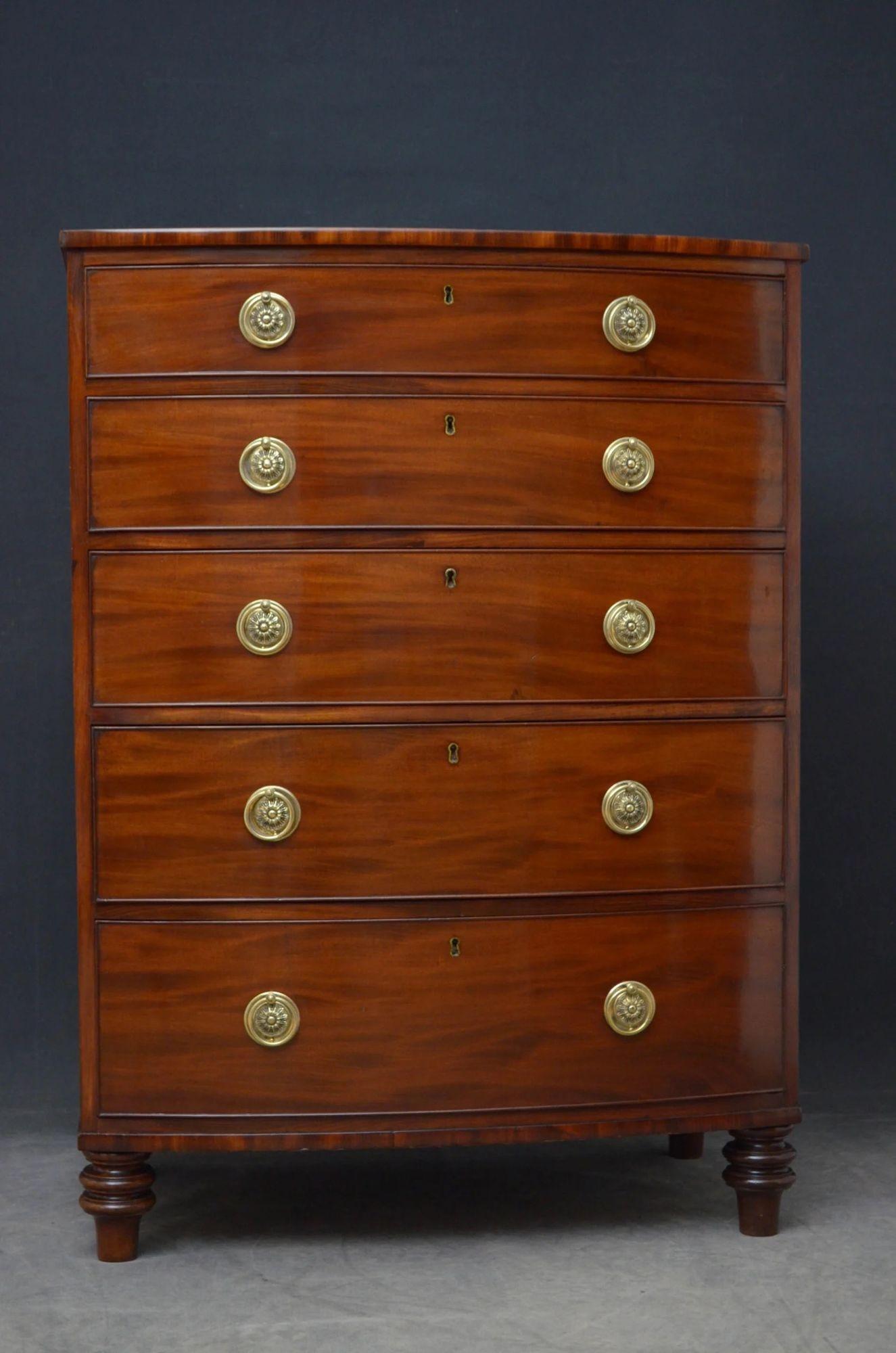 Tall Regency Mahogany Chest of Drawers 6
