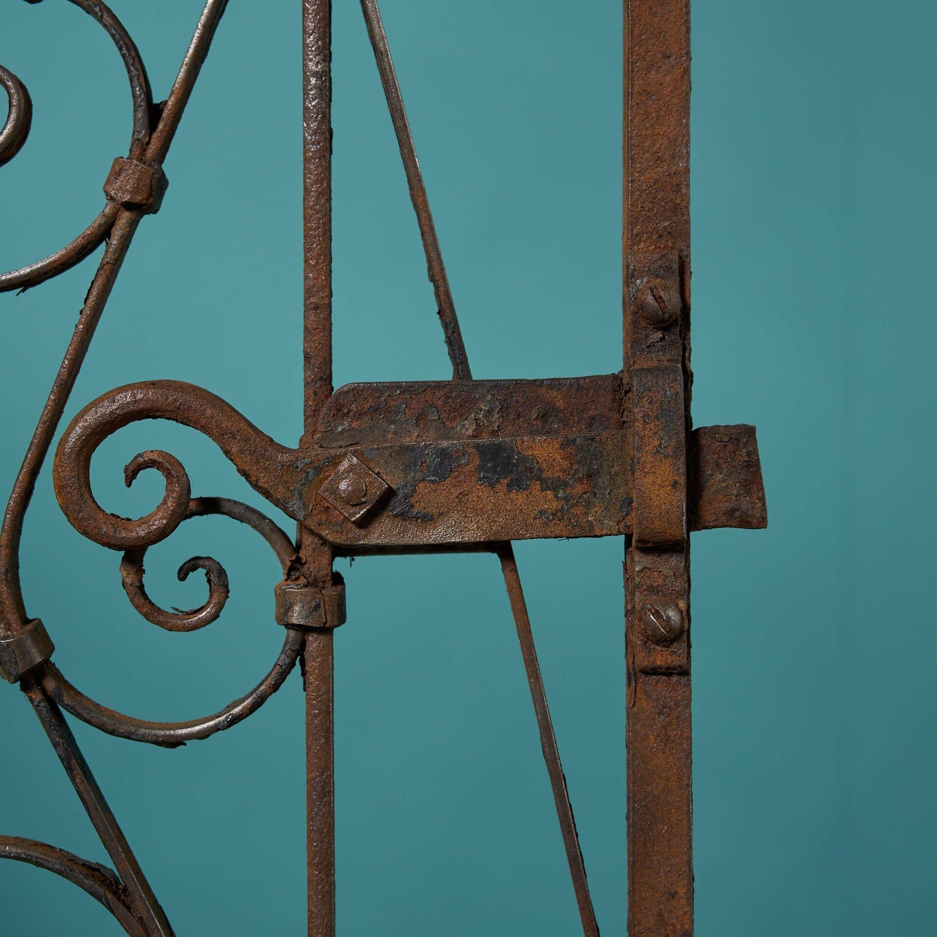 Victorian Tall Regency Style Wrought Iron Garden Side Gate For Sale