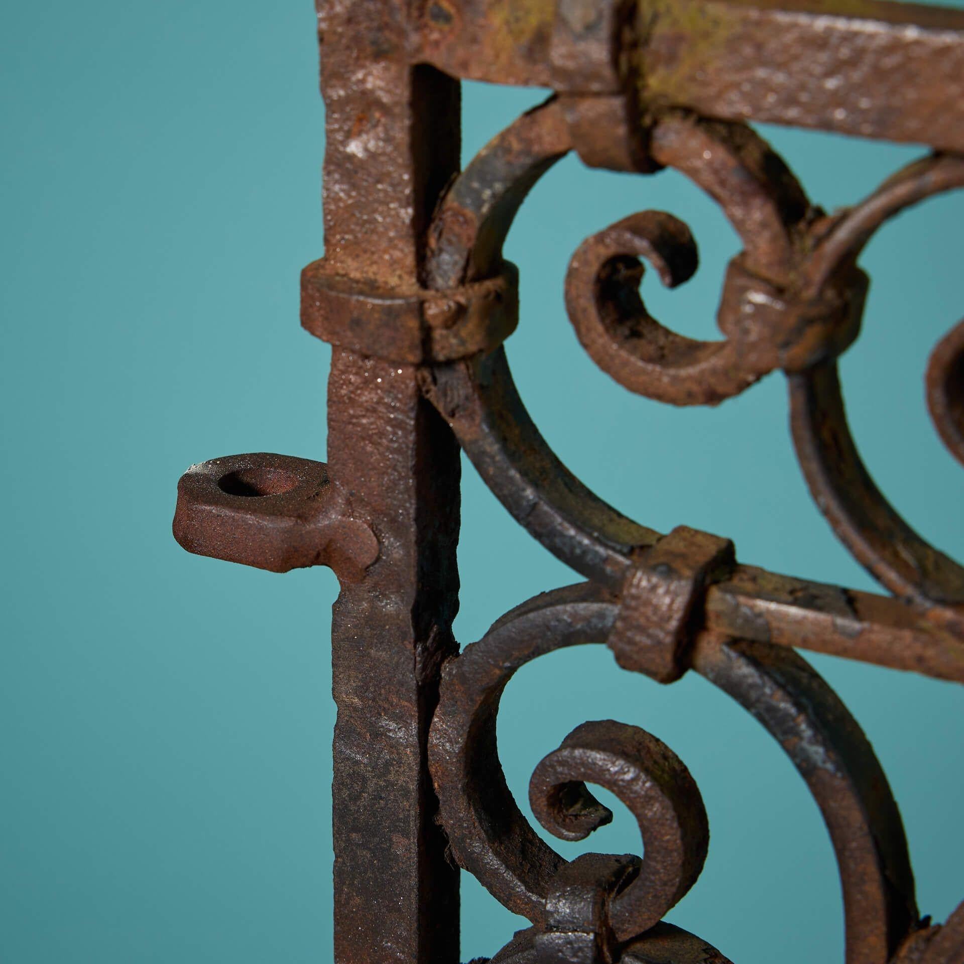 English Tall Regency Style Wrought Iron Garden Side Gate For Sale