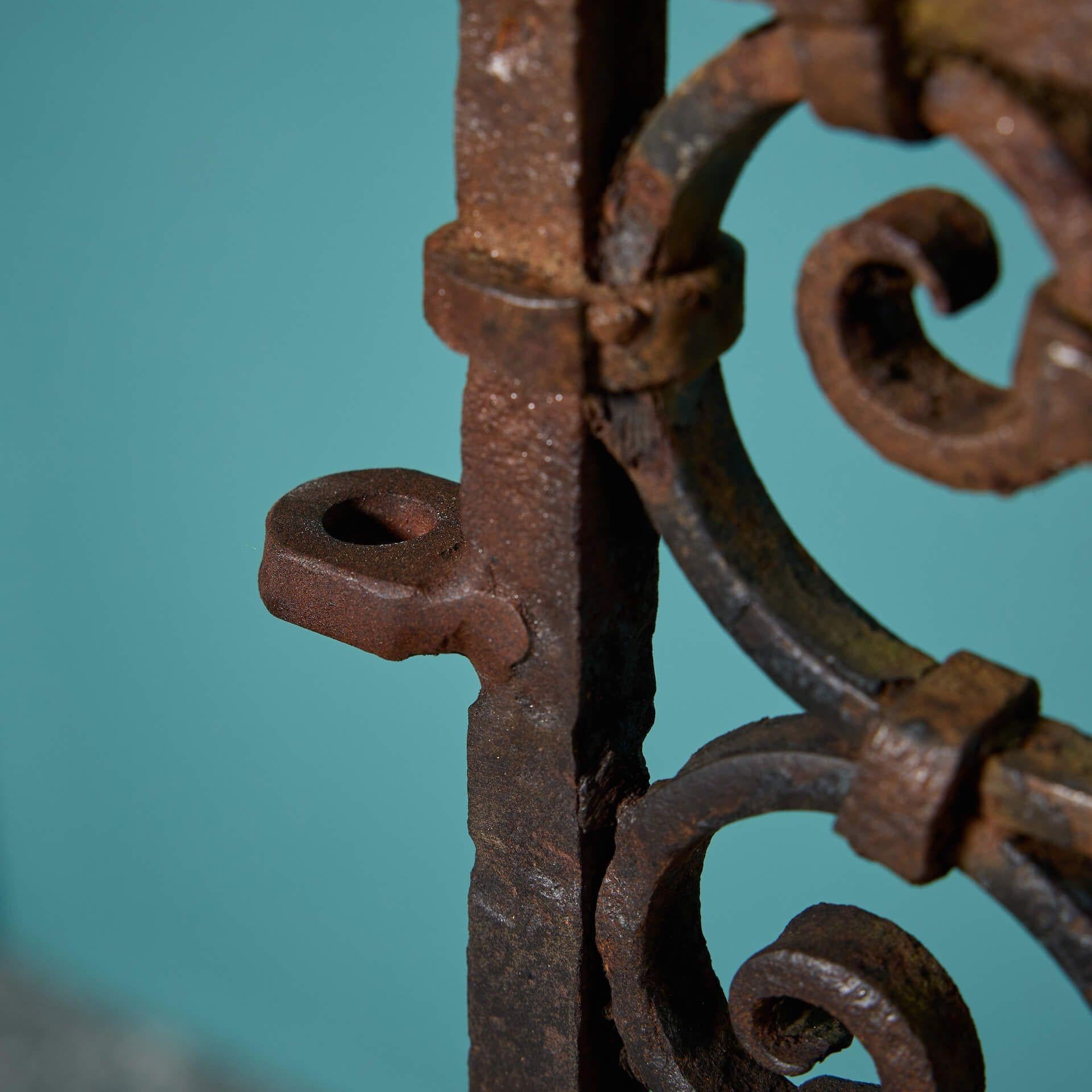 19th Century Tall Regency Style Wrought Iron Garden Side Gate For Sale