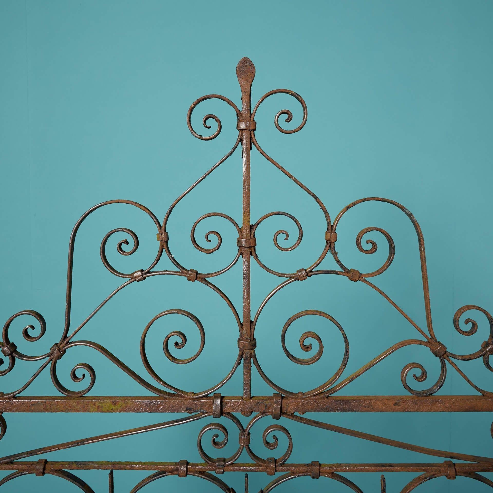 Tall Regency Style Wrought Iron Garden Side Gate For Sale 1